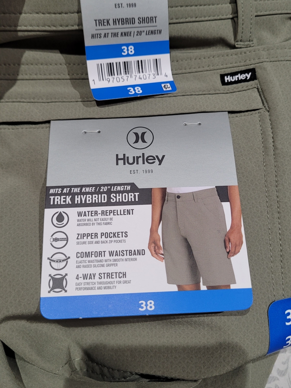 Hurley Men's Trek Hybrid Shorts — Olive Green